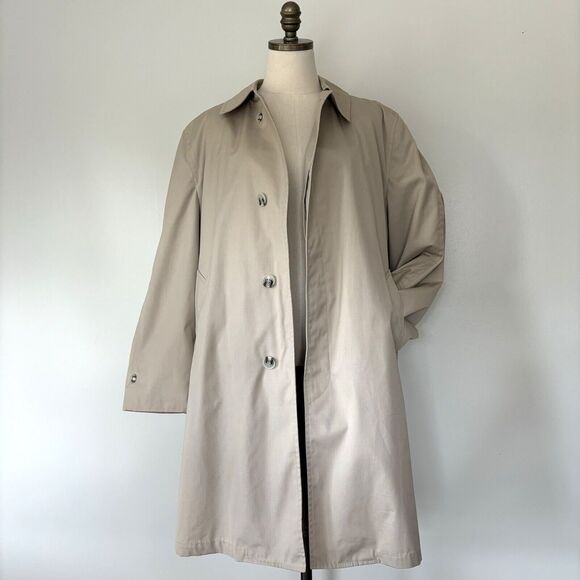 Kappenheimer Trench Coat Rain Jacket Khaki Single Breasted 42 Short Fur Line Vtg